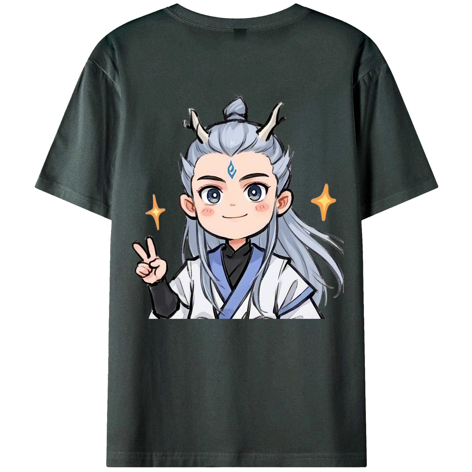 （画像用） Ne Zha 2 ナタ 魔童の大暴れ 綿100％ メンズ半袖Tシャツ（バックプリント） 通気性